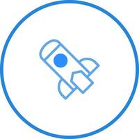 Simple rocket launch icon with a blue outline conveying innovation and futuristic exploration possibilities vector