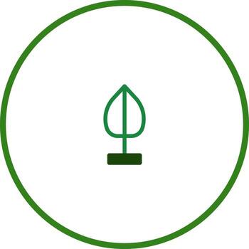 Stylized minimalistic green tree icon in a circle representing nature and environmental awareness isolated vector