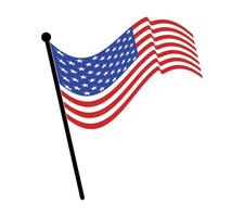 Illustration of an American flag waving on a flagpole. vector