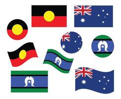 Collection of Aboriginal Australia and the Torres Strait Islander Flags. vector