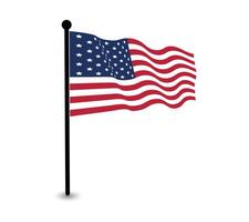 Illustration of the American Flag Waving on a Pole. vector