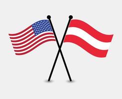 USA and Austria flags crossed vector