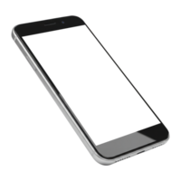 A Realistic 3D Mobile Phone with a Blank Screen. Cut Out, Clipping Path Isolated on Transparent Background. png