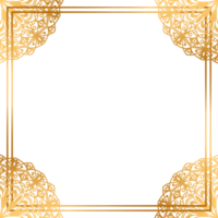 Luxury mandala corner golden rectangle certificate border pattern line photo frame islamic wedding invitation background design png