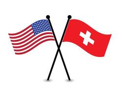 US and Switzerland flags illustration vector