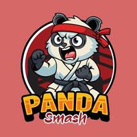 Panda Smash Emblem Cartoon Illustration vector
