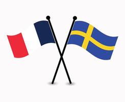 Flags of France and Sweden crossed vector