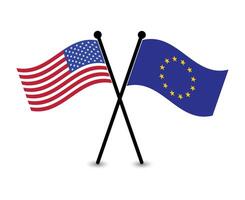 US and EU crossed flags illustration vector