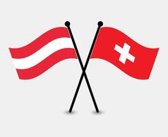 Austrian and Swiss flags crossed vector