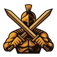 warrior with crossed swords illustration vector