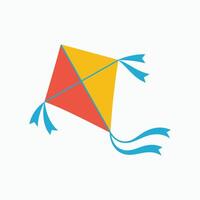 Colorful Kite Icon in Flat Cartoon Style, Flying Toy Illustration Isolated on White Background for Kids, Summer, Outdoor, Festival, and Fun Concepts. vector