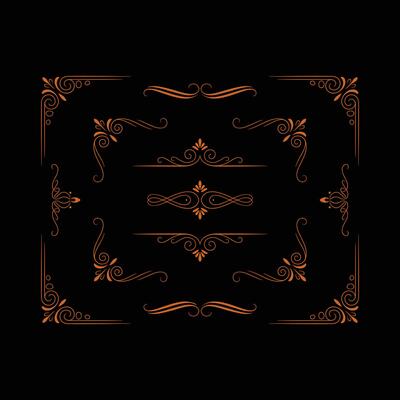 Elegant Vintage Ornamental Frame and Divider Set, Floral Swirl Corner Borders, Decorative Flourishes for Invitations, Certificates, Cards, and Classic Design Projects illustration.