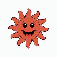 Cheerful illustration Smiling Sun on white background. vector
