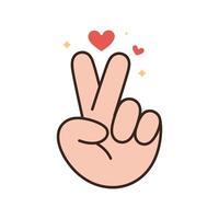 Cute Hand Peace Sign with Hearts Illustration Showing Love, Joy, Happiness, Friendship, Romantic Gesture, and Positive Vibes on White Background. vector
