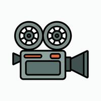 Retro vintage movie camera icon in flat cartoon style, perfect for film, cinema, production, entertainment media, studio projects, and filmmaking concepts. vector