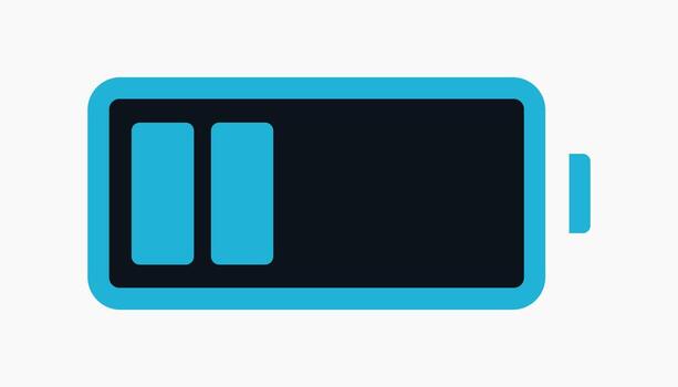 Battery Icon Illustration Showing Medium Charge Level, Modern Flat Design, Power Energy Symbol, Technology Concept, Isolated on White Background for Digital Use. vector