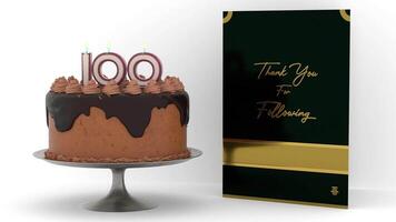 a chocolate cake with a thank you card next to it video