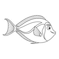Elegant Blue Tang Fish Line Art Illustration vector