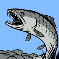Giant Snakehead Fish Illustration on Blue Background vector