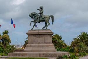 A statue of a man on a horse in cherbourg photo