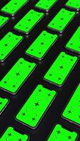 Vertical Animation of Rows of Smartphones with Green Chroma Key Screens Moving in Opposite Directions video