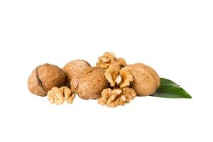 Roasted Walnut isolated on white background. Walnut is snack or raw of cook. photo