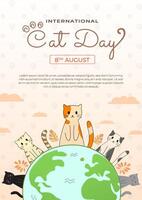 Cats celebrating on Earth vector