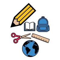 School supplies and learning tools isolated on white background vector