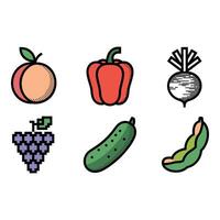 Variety of fruits and vegetables isolated on white background vector