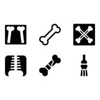 Collection of Six Bold Black Skeletal Icons X Ray Bones Joint Medical Illustration vector