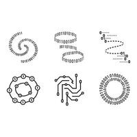 Abstract Binary Code Circular Data Flow Network Technology Concept vector