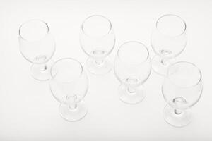 Set of empty cups. Clear drinking glass. photo