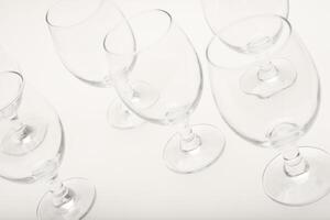 Drinking vessels. Empty clear cups. photo