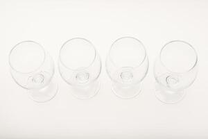 Clear glasses set. Dining table glassware. photo