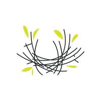 modern simple design bird nest logo, line concept bird house shelter animal template illustration symbol branding product brand vector