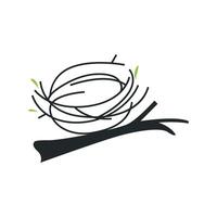 modern simple design bird nest logo, line concept bird shelter, flying animal template illustration symbol branding product brand vector