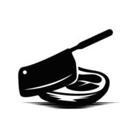 silhouette of steak logo with vintage old minimalist concept with meat, fire and knife, illustration of steak vector