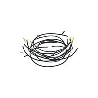 modern simple bird nest logo, line concept bird house shelter, flying animal template illustration symbol branding product brand vector