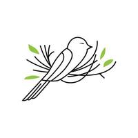 design bird nest logo, concept bird house shelter, flying animal template illustration symbol branding product brand vector