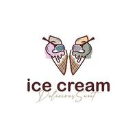 Sweet delicious, and cold food, ice cream logo with a modern and concept suitable for business brand, template, poster, restaurant, cafe, as an illustration symbol vector