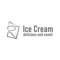Sweet delicious, cold food, ice cream logo with a modern and minimalist line concept suitable for business brand, template, poster, restaurant, cafe, as an illustration symbol vector