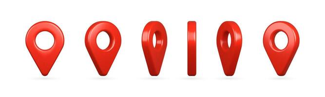 Red location pin icon set in realistic style. Isolated map pointer for navigation, geolocation, GPS, and map design. vector