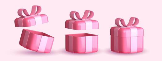 pink gift boxes with bows vector