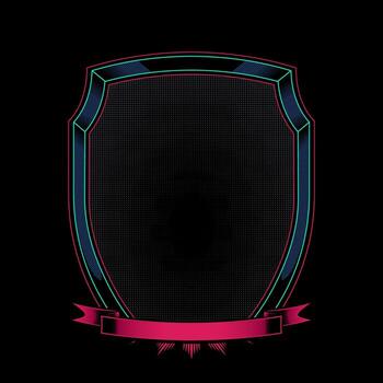 Shield frame and ribbon banner background template for tshirt design vector