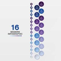 16 Step Infographic. Illustration For Business Financial Report. vector