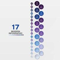 17 Step Infographic. Illustration For Business Report. vector
