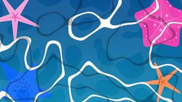 Vibrant Underwater Oasis with Colorful Starfish and Playful Water Ripples Creating a Serene Marine Scene video