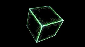 Futuristic Neon Green Geometric Shape with Glowing Edges Design video