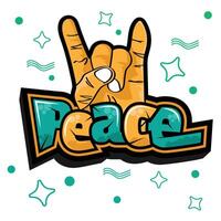 Peace concept logo with graffiti style illustration with hand art. vector