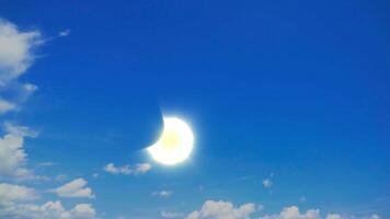 Bright Blue Sky with Fluffy Clouds and Sunlight Reflection video